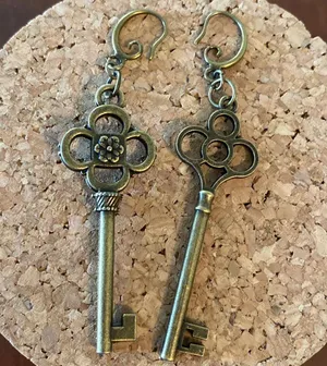 Handmade Earrings Antique Vintage Style Keys Gift thumbnail 1