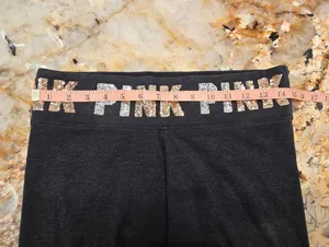 Victoria's Secret PINK yoga Leggings Sequined Waisteband Gray M thumbnail 10