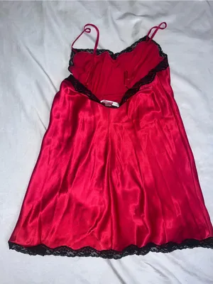 Size M Women’s Victoria’s Secret Satin chemise slip night pajama red thumbnail 2