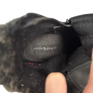 Karen Scott Black Faux Fur Lined Hiking Boots Cozy Winter Lace Up Zip‎ thumbnail 9