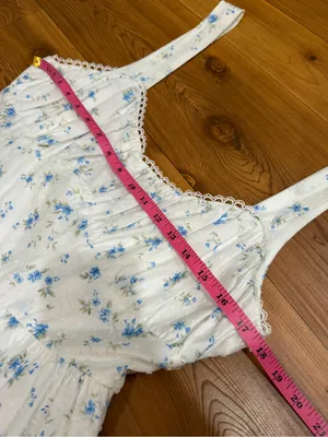 Altar'd State Maya Blue Floral Swiss Dot Open Back Bow Mini Dress NWT XL thumbnail 11
