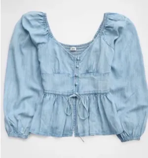 Aerie Chambray Blouse thumbnail 1