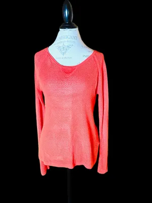 Rag & Bone Katya Orange Lightweight Open Knit Eyelet Sweater, Sz S Retail $178 thumbnail 3