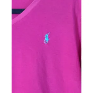 Ralph Lauren Sport T-Shirt Women Large Magenta Pink V-Neck Cotton Pony Preppy thumbnail 3