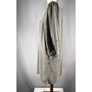 Entro Women's Gray Chambray Tunic‎ Dress Size M Western Chic Prairie Country thumbnail 8