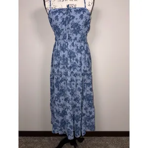 Trixxi Blue Floral Spaghetti Strap Tiered Midi Dress Womens Size Small thumbnail 5