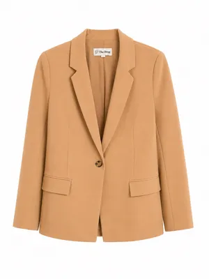 The Drop Blake Long Blazer Women’s Small Praline Tan Single Button Stretch thumbnail 5