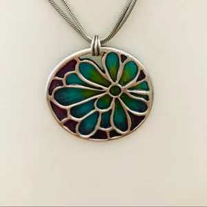 Chico’s Stained Glass Style Necklace Resin thumbnail 3
