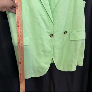 We the Free Green Light Lime Bright Young Things Linen Blazer Vest Large New thumbnail 12