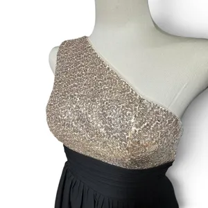 Loyeloy One Shoulder Sequin Gown Gold Black 4 thumbnail 3
