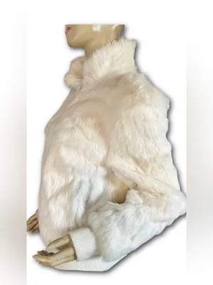 Vintage 1990'S Wilsons Leather Maxima White Rabbit Fur Bomber Jacket (M) thumbnail 5