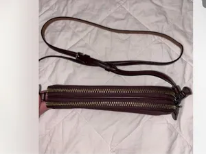 Coach Burgundy Checker Crossbody Bag with Silver Logo thumbnail 4