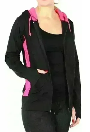 PINK - Victoria's Secret Hoodie with thumb holes Black/Pink Womens Size Medium thumbnail 1