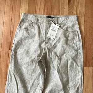 Zara Gray Wide Leg Pants Womens Small Linen Cotton NWT Coastal Minimalist thumbnail 2