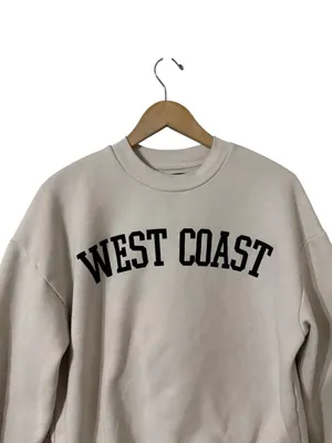 OAK + FORT West Coast Oversized Cotton Beige Pullover Sweatshirt Crew Top thumbnail 4