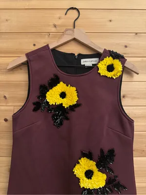 Dhruv Kapoor Anthropologie Small Burgundy Sequin Flower Mini Dress Fall Party thumbnail 3