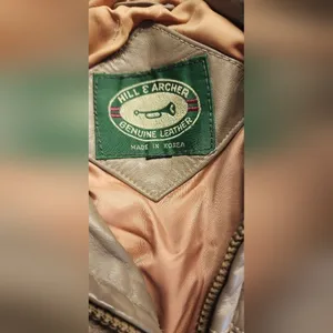 vintage hill & archer leather bomber heavy winter jacket with fox tail hood M thumbnail 4
