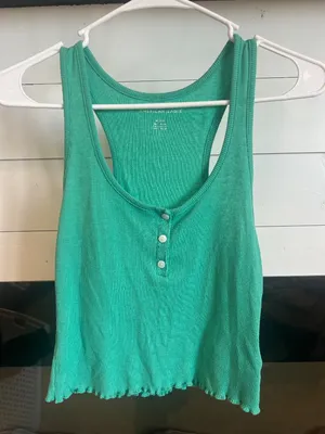 American Eagle Henley True Tank Bright Green thumbnail 2