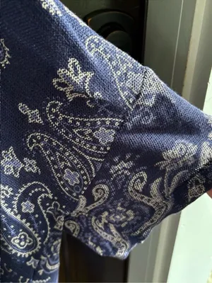 EUC Free People No Matter What High/Low Paisley Top Blue Oversized Small thumbnail 7