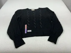 Womans Excellent Marled Pullover Cable Knit Sweater XL Black thumbnail 1