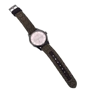 COACH Silver-tone Brown Canvas Genuine Leather Ladies Wristlet Watch thumbnail 2