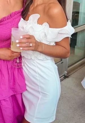 These Three Boutique White Bridal Or Recruitment Dress thumbnail 1