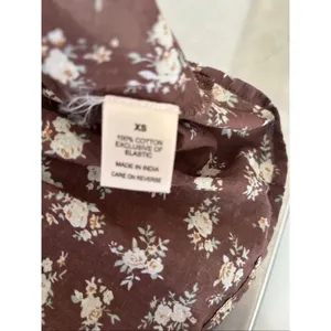 Dizzy Lizzy Smocked Peplum Floral Blouse XS Brown Boho Cottagecore Puff Sleeve thumbnail 3