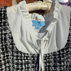 CeCe Mixed Media Blouson Sleeve Academia Style Mini Knit Dress Size Medium thumbnail 3