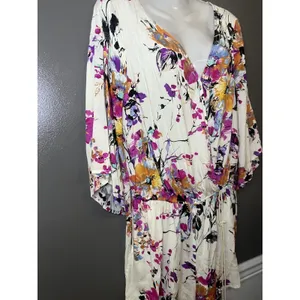 Umgee Romper Womens Large Multicolor Floral V Neck Tassel Tie 3/4 Sleeve thumbnail 4