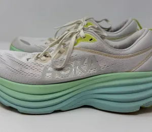 Hoka One One Bondi 8 Running Shoe Women's 6B Blanc de Blanc Sunlit Ocean Walking thumbnail 1