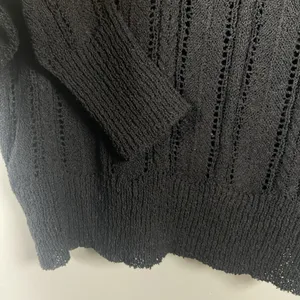 ASTR The Label S Faux Wrap V-neck Pointelle Knit Pullover Sweater‎ Black ($79) thumbnail 6