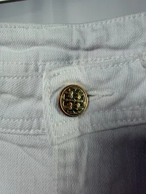 Tory Burch Low Rise Cotton Blend Cropped‎ Capri White Jeans Size 25 thumbnail 3