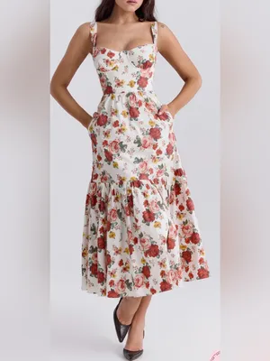 NEW HOUSE OF CB Elia Floral Sweetheart Neck Sundress Sz XL thumbnail 2