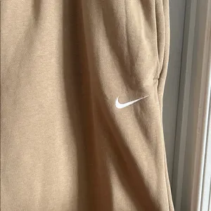 Nike Beige/Tan High Waisted Wide Leg Jogger Pants with White Swoosh thumbnail 4