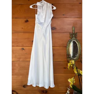 NWT Lulus Distinctive Charm White Satin Asymmetrical Midi Dress Wedding Size M thumbnail 4