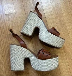 MIU MIU Brown Leather Platform Open Toe Weave Shoes Size Euro 40 thumbnail 1