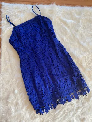 ASTR The Label Blue Lace Mini Sleeveless Cocktail Dress Size M thumbnail 1