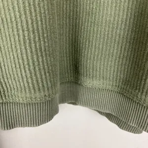 Aerie Hoodie Sweatshirt Womens Large Green Ribbed Cropped Corded 100% Cotton L‎ thumbnail 5