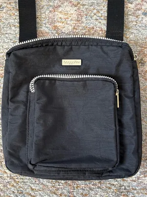 Baggallini Black Compact Crossbody Bag with Silver Zippers thumbnail 2