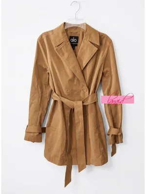 Alo Prime Trench Toasted Almond Tan Structured Belted Belt Long Coat Jacket S thumbnail 12