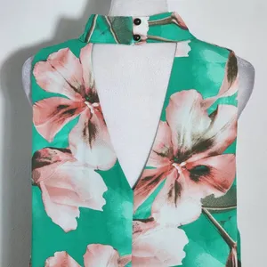 Peach Love California Green Floral Mini Dress Size Large Wedding Guest Dress thumbnail 6