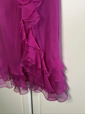 Y2K Kurt Thomas 100% Silk Strapless Ruffle Cocktail Dress thumbnail 8