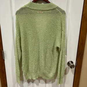 Pink Lily Light Green Button Cardigan – Oversized Small thumbnail 5