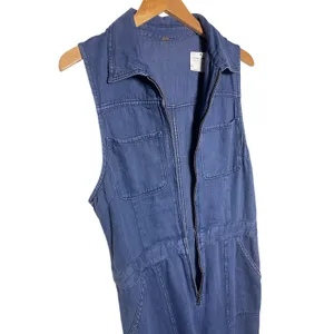NWT FREE PEOPLE Women’s Wind and More Retro Denim Zip front Jumpsuit thumbnail 4
