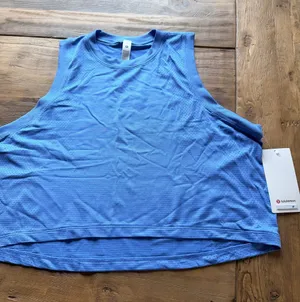 lululemon athletica Perforated Light Blue Cropped Athletic Tank thumbnail 1