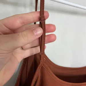 EUC women’s brown soft smooth‎ stretch adjustable strap camisole tank top L/XL thumbnail 3