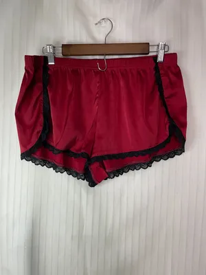 Ekouaer Women's Satin Pajama Sleep Shorts Red Black Lace Trim XL Lounge Sleepwea thumbnail 2