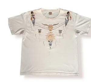 Vintage Cream Western Graphic Tee XL‎ USA Made Desert Boho Shirt Beaded Festival thumbnail 1