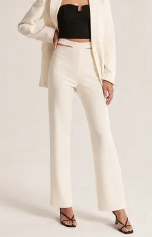 Abercrombie and Fitch White Cut Out Trousers thumbnail 1