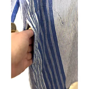 NIC+ZOE Linen Blend Striped Tunic Top Mini Dress Large Blue White Pom Trim thumbnail 9